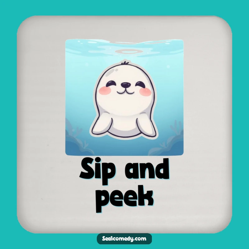 Funny Shy Seal Coaster: Underwater Protection - Cute & Funny Gift