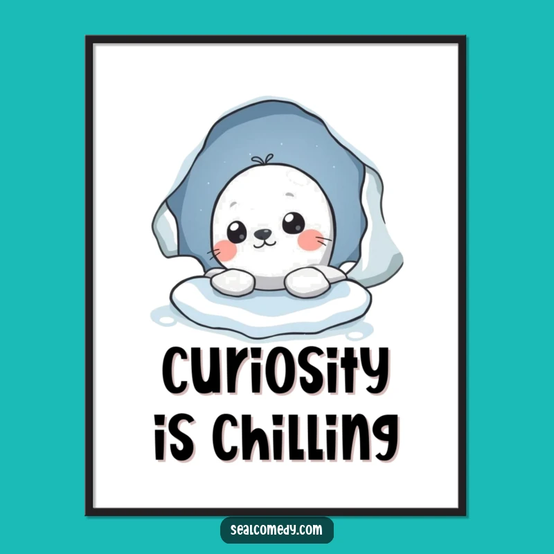 Funny Seal Peek Poster: Curious Art, Perfect Gift for Inquisitive Spaces