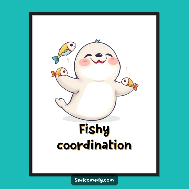 Funny Juggling Seal Poster: Aquatic Acrobatics Wall Art