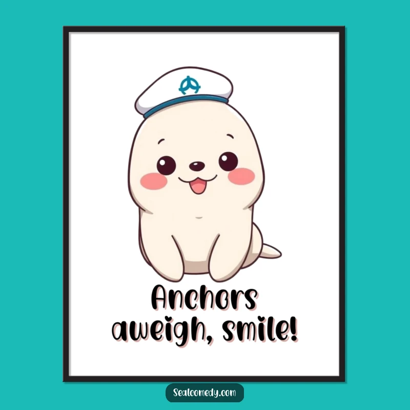 Funny Sailor Seal Poster: Cheerful Nautical Art for Walls