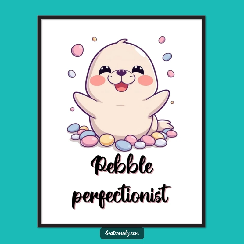 Funny Seal Juggling Pebbles Poster: Hilarious Wall Art for a Laugh!