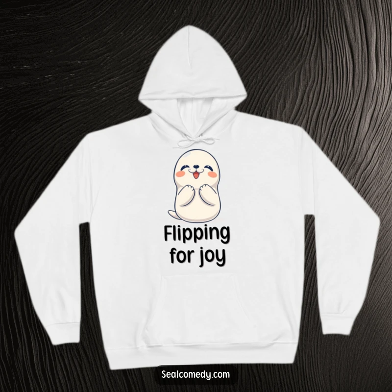Funny Seal Hoodie: A delighted seal enthusiastically claps its flippers, embodying pure joy and infectious good cheer.