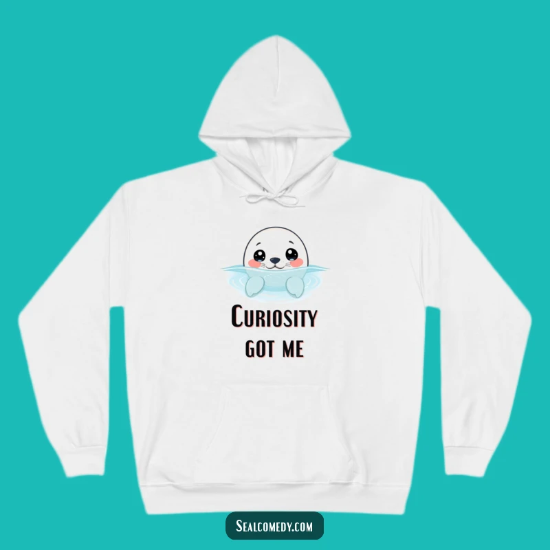 Funny Curious Seal Pup Hoodie - Cozy Wide-Eyed Peek Sweatshirt Gift