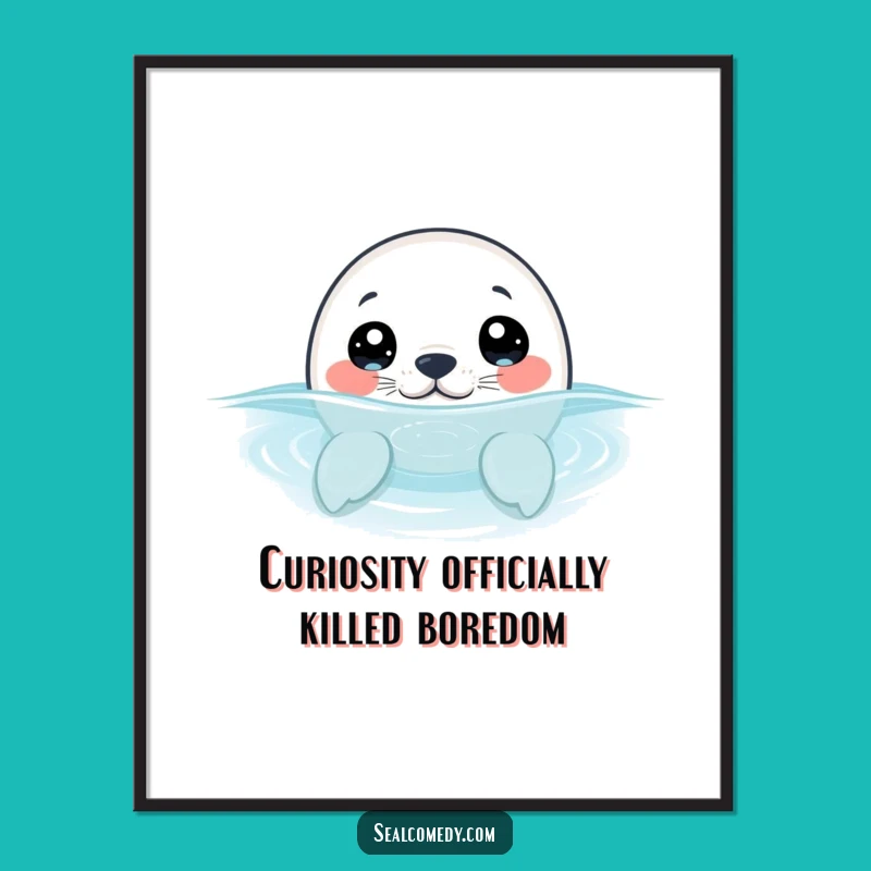 Free Printable Wall Art: Curious Seal Pup Peek Humorous Downloadable Decor