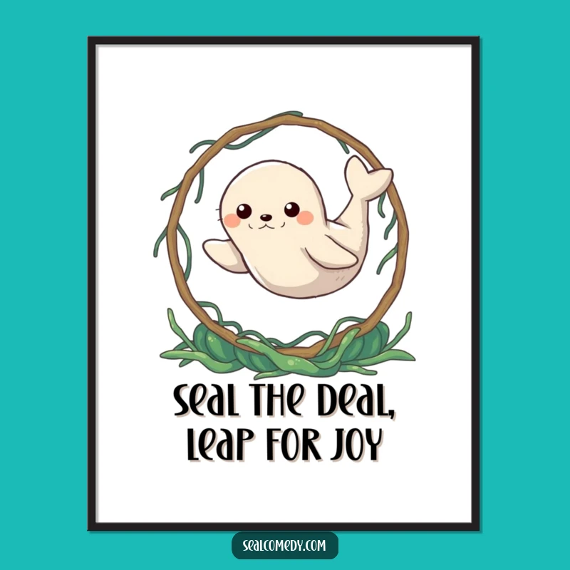 Free Printable Seal Wall Art: Funny Determined Leaper Decor Download