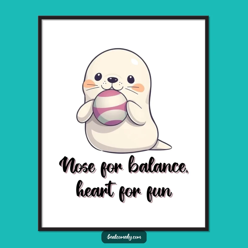 Free Printable Wall Art: Balancing Seal - Funny Downloadable Decor