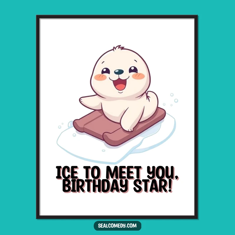 Free Printable Wall Art: Delighted Seal Pup Sliding, Hilarious Downloadable Decor