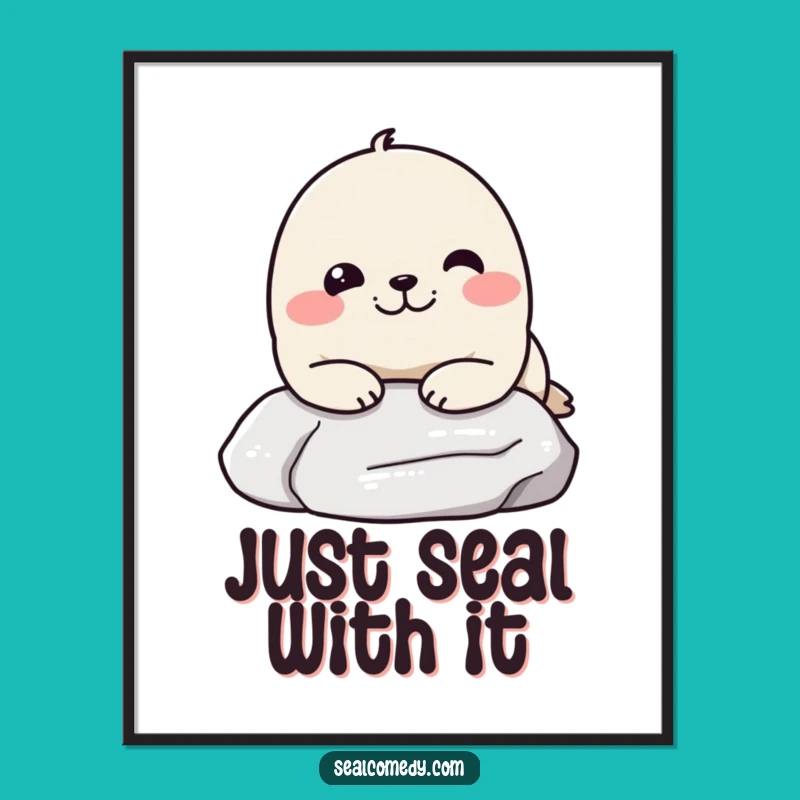 Free Printable Wall Art: Comical Seal Resting on Stone, Funny Downloadable Home Decor