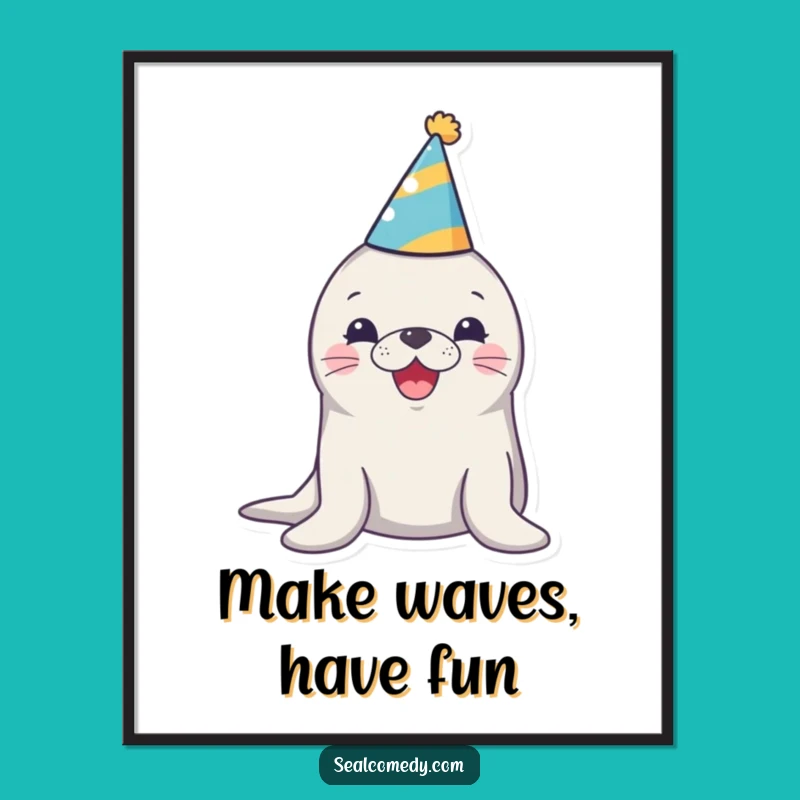 Funny Free Printable Wall Art: Party Seal Honking - Festive Downloadable Decor!