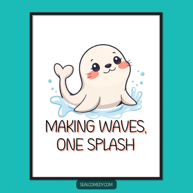 Free Printable Seal Wall Art: Splashy Tail Funny Art for Kids Room Decor