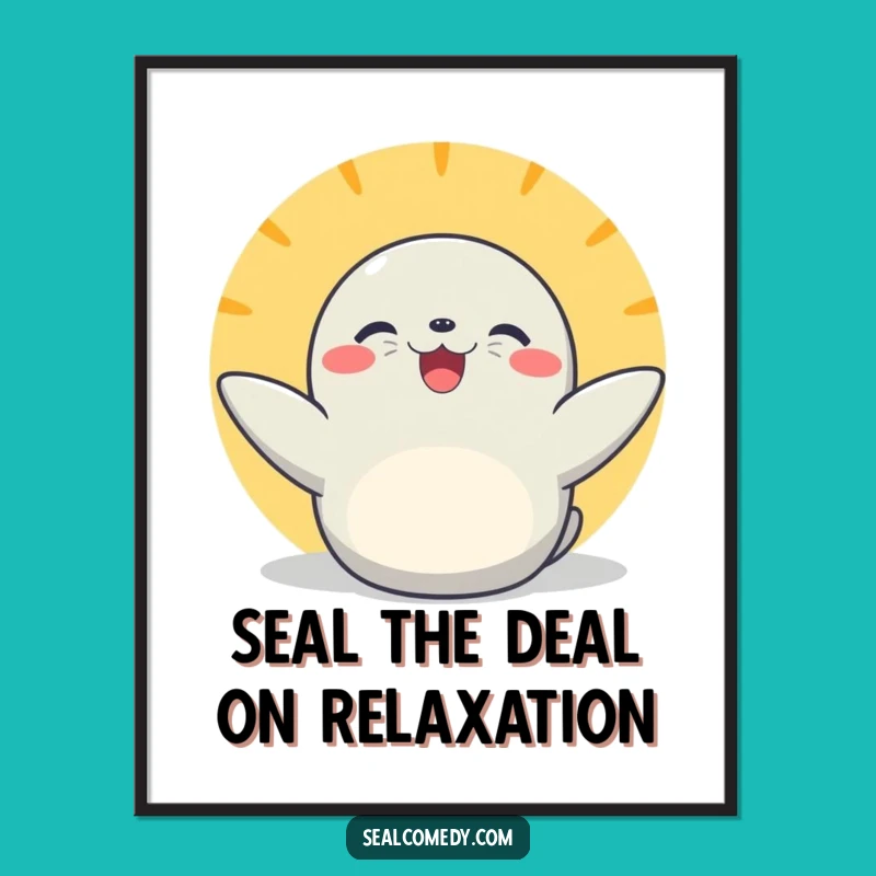 Funny Free Printable Wall Art: Joyful Sunbathing Seal Downloadable Art