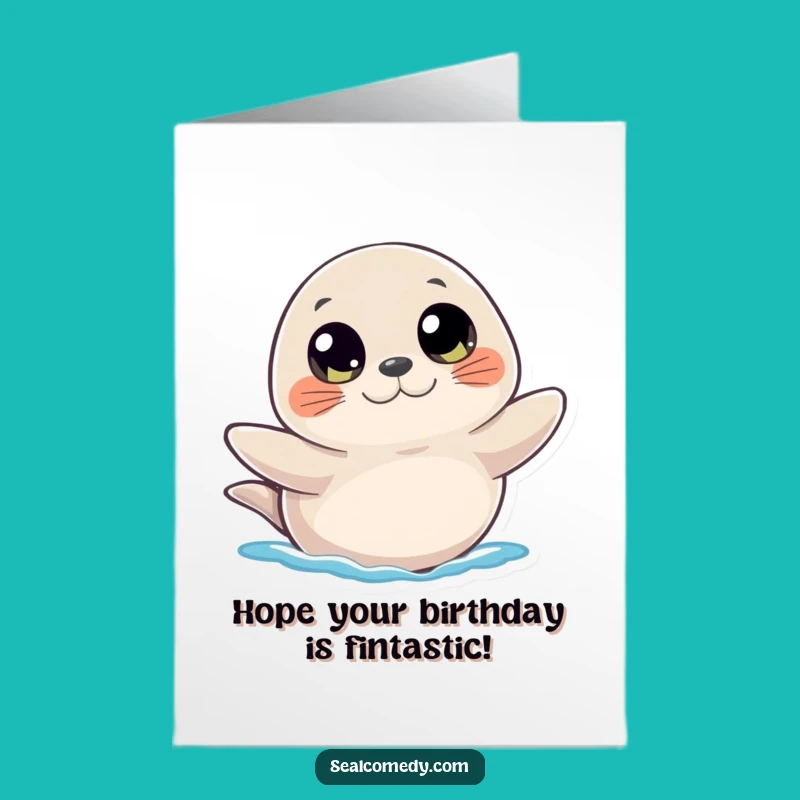 Free Printable Birthday Card: Curious Seal Waving - Sweet Downloadable Gift!