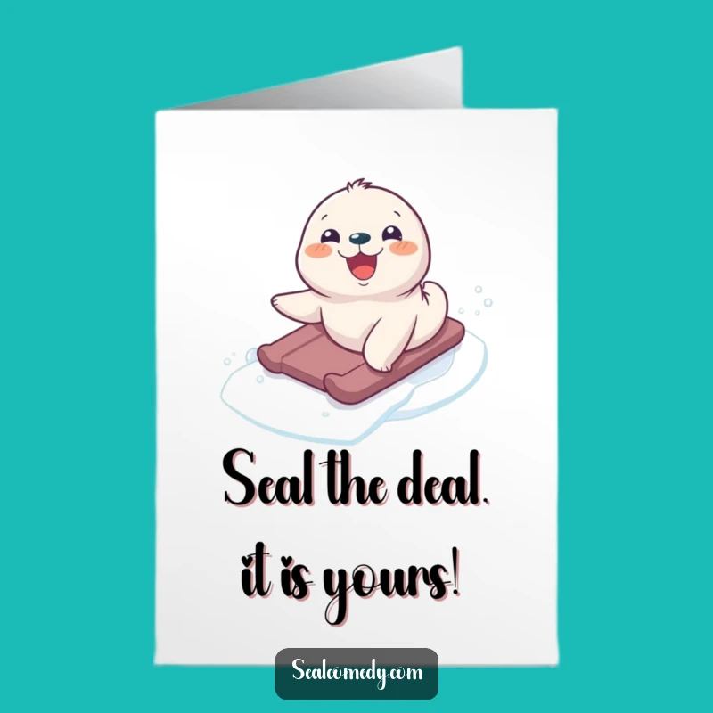 Free Printable Birthday Card: Delighted Seal Pup Sliding Fun, Perfect for Kids