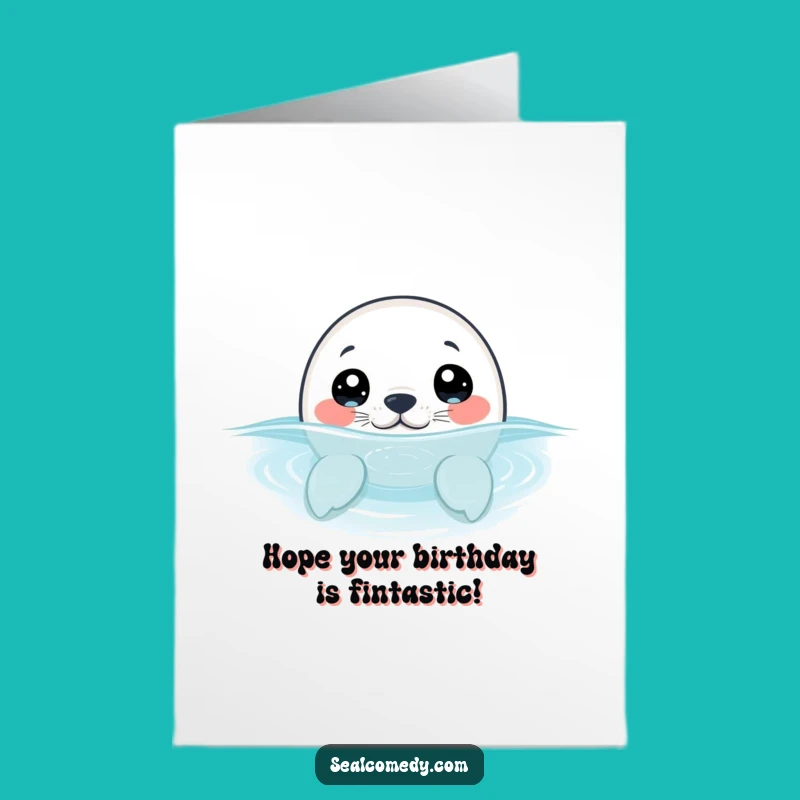 Free Printable Birthday Card: Curious Seal Pup Peek Humorous Surprise Downloadable Gift