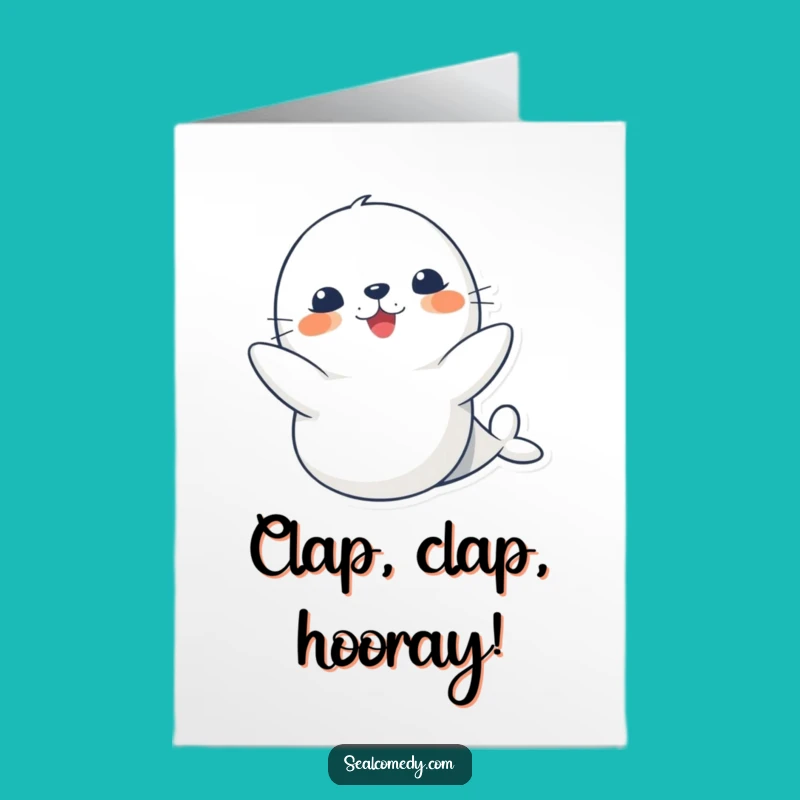 Free Printable Congrats Card: Clapping Seal - Enthusiastic DIY Gift
