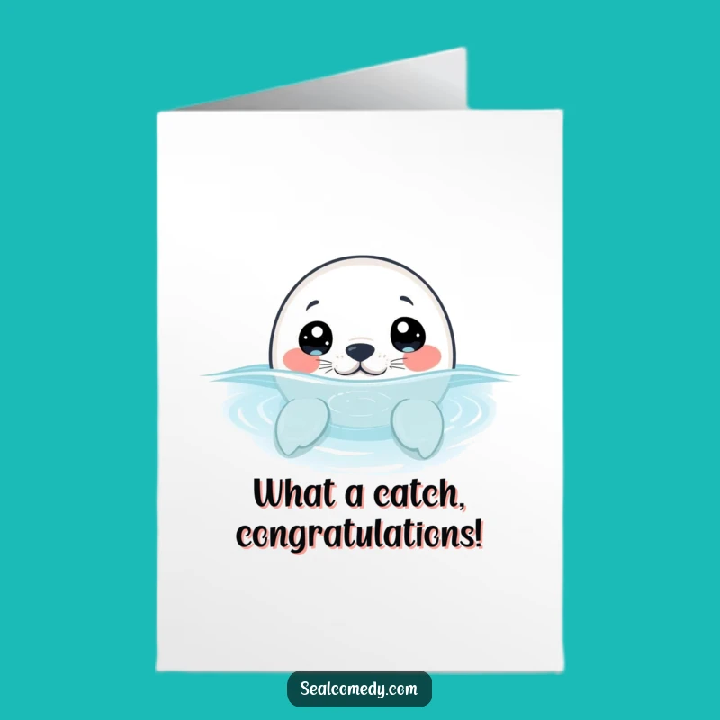 Free Printable Congrats Card: Curious Seal Pup Peek Funny Downloadable Gift