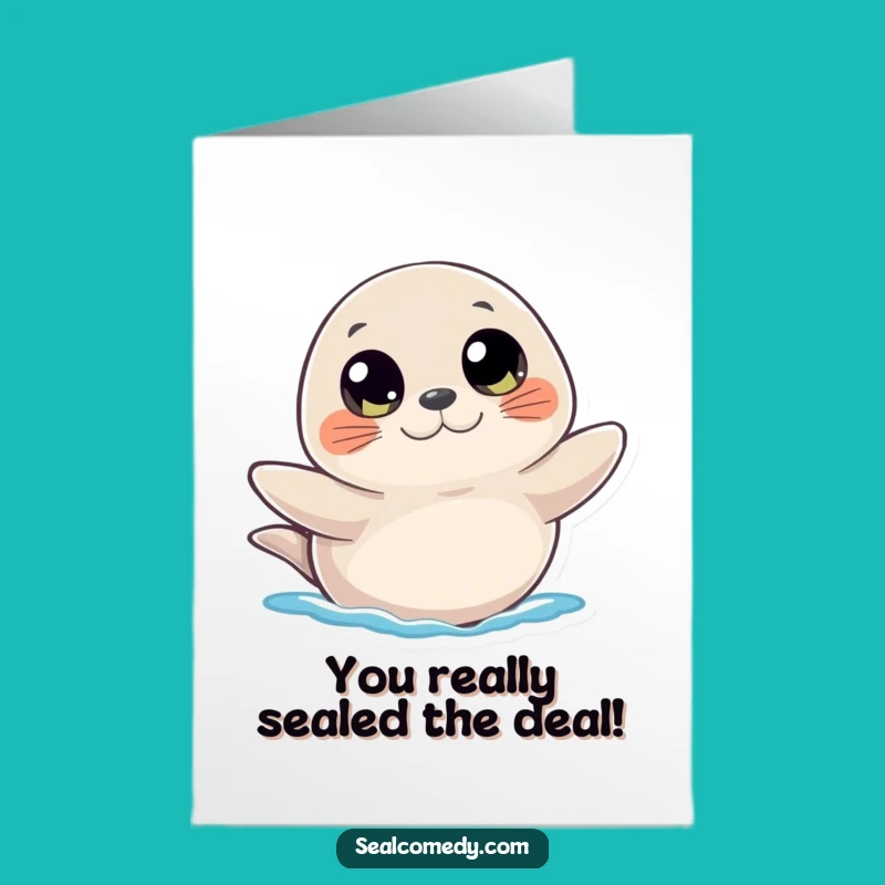 Free Printable Congrats Card: Curious Seal Waves Hello - Thoughtful Downloadable!