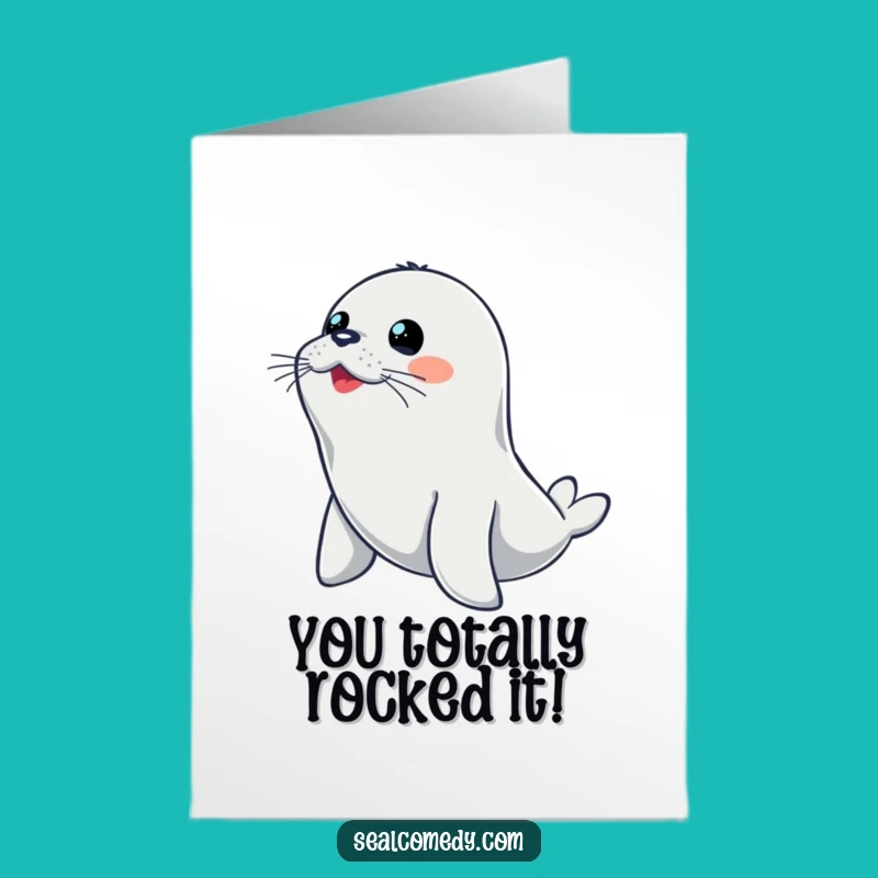 Free Printable Congrats Card: Diving Seal Success, Humorous Downloadable Achievement Gift