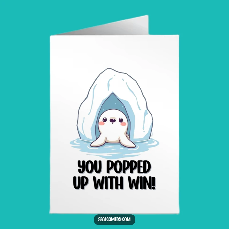 Free Printable Seal Congrats Card: Funny Curious Arctic Art Downloadable Gift