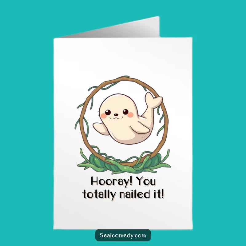 Free Printable Seal Congrats Card: Funny Determined Leaper Achievement Download