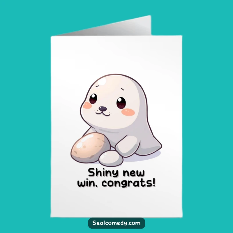 Free Printable Congrats Card: Seal's Shiny Find - Joyful Downloadable Gift