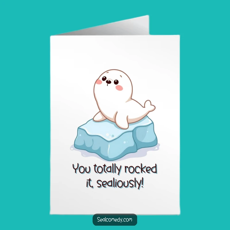 Free Printable Congrats Card: Seal Sliding Triumphantly, Perfect Downloadable Gift!