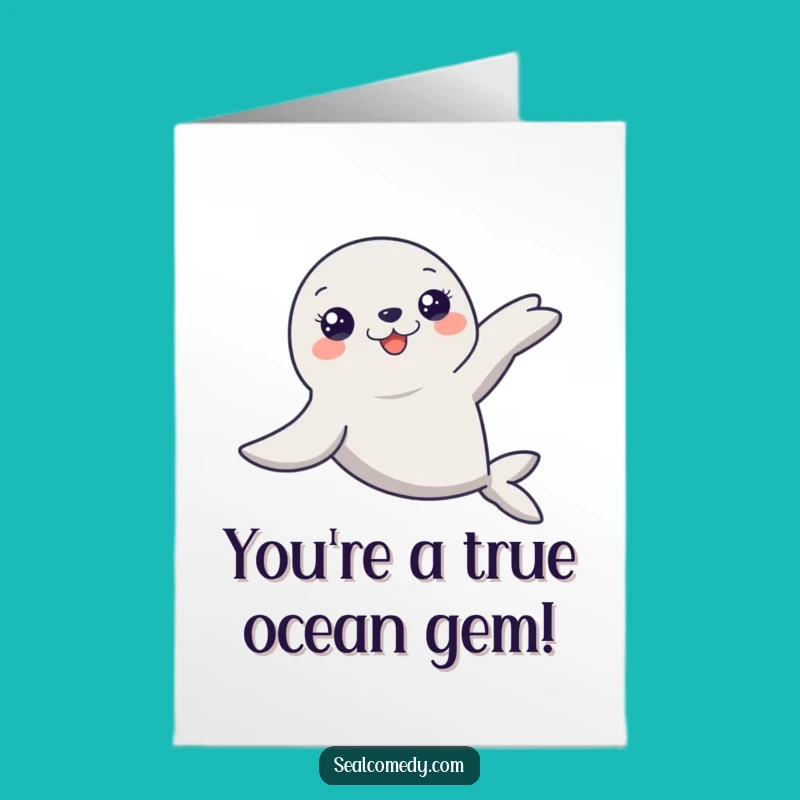 Free Printable Seal Thank You Card: Graceful Gliding Seal Gratitude