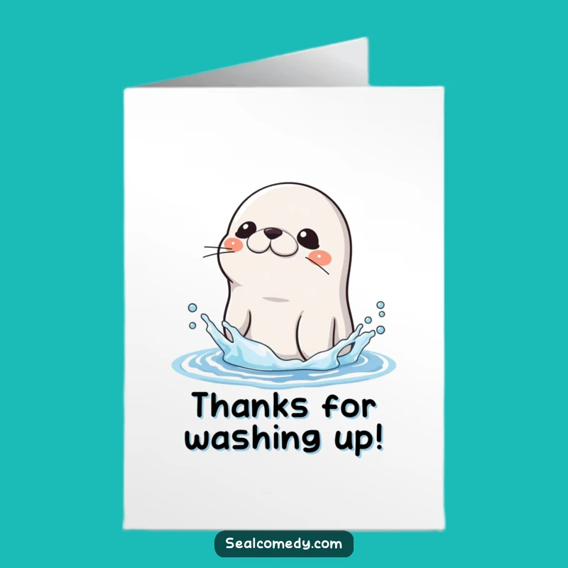 Free Printable Seal Thank You Card: Shaking Off Water, Funny Energy, DIY Gift