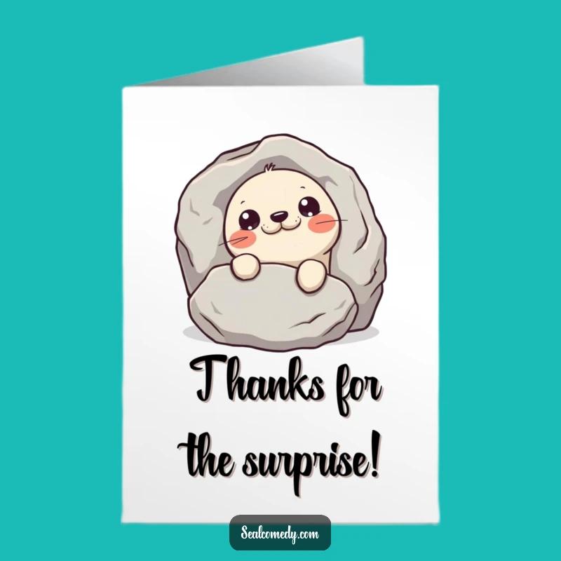 Free Printable Thank You Card: Mischievous Seal Peek - Playful Downloadable Gift