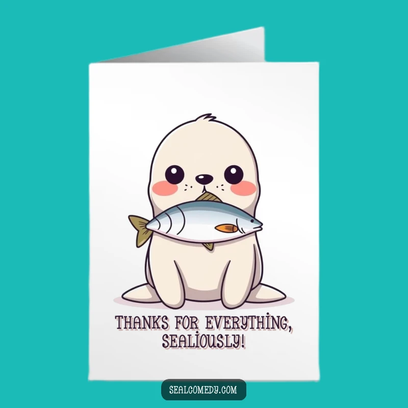 Free Printable Thank You Card: Seal's Fishy Feat - Whimsical Downloadable Gift