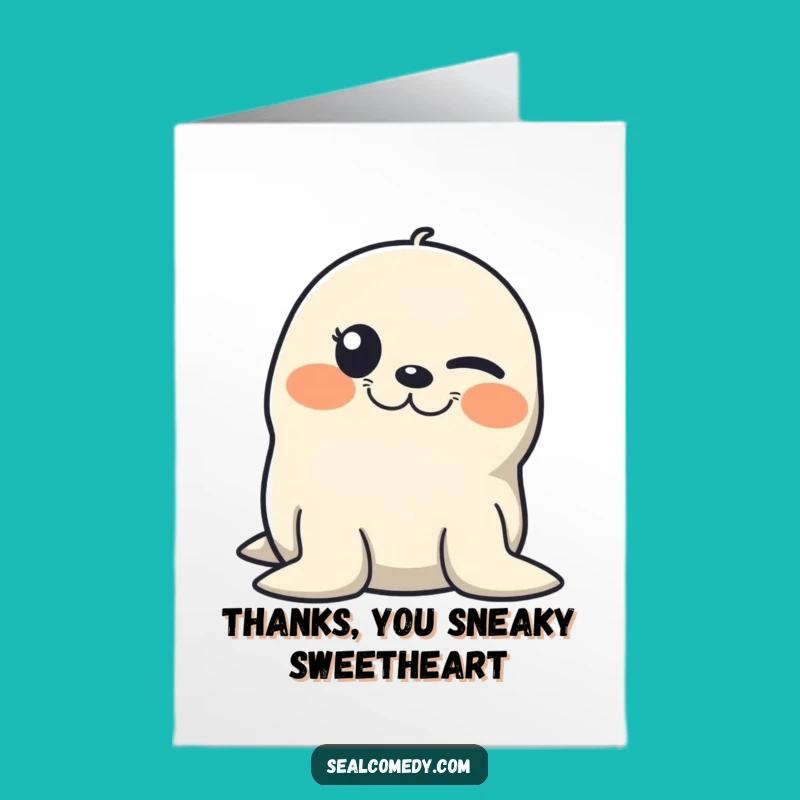 Free Printable Thank You Seal Card: Winking Mischief, Funny Downloadable Gratitude!