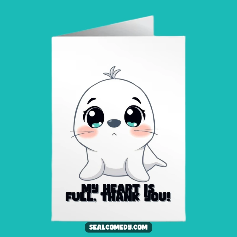 Enthusiastic Seal Free Printable Thank You Card: Big Eyes - Cute Downloadable Gift!