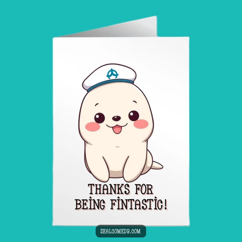 Free Printable Thank You Card: Cheerful Sailor Seal Funny Downloadable Gift