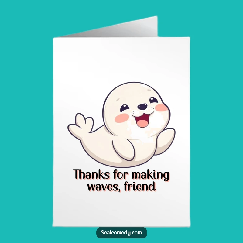 Free Printable Thank You Card: Playful Seal Pup Belly Slide Funny Downloadable Gift