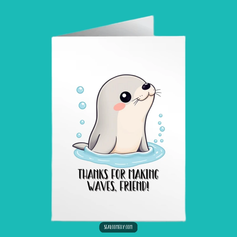Bubbly Thank You Free Printable Card: Sleek Seal's Surprise - Cute Downloadable Gift!