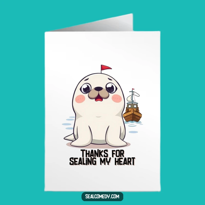 Free Printable Thank You Card: Surprised Seal & Boat - Hilarious Downloadable Gift