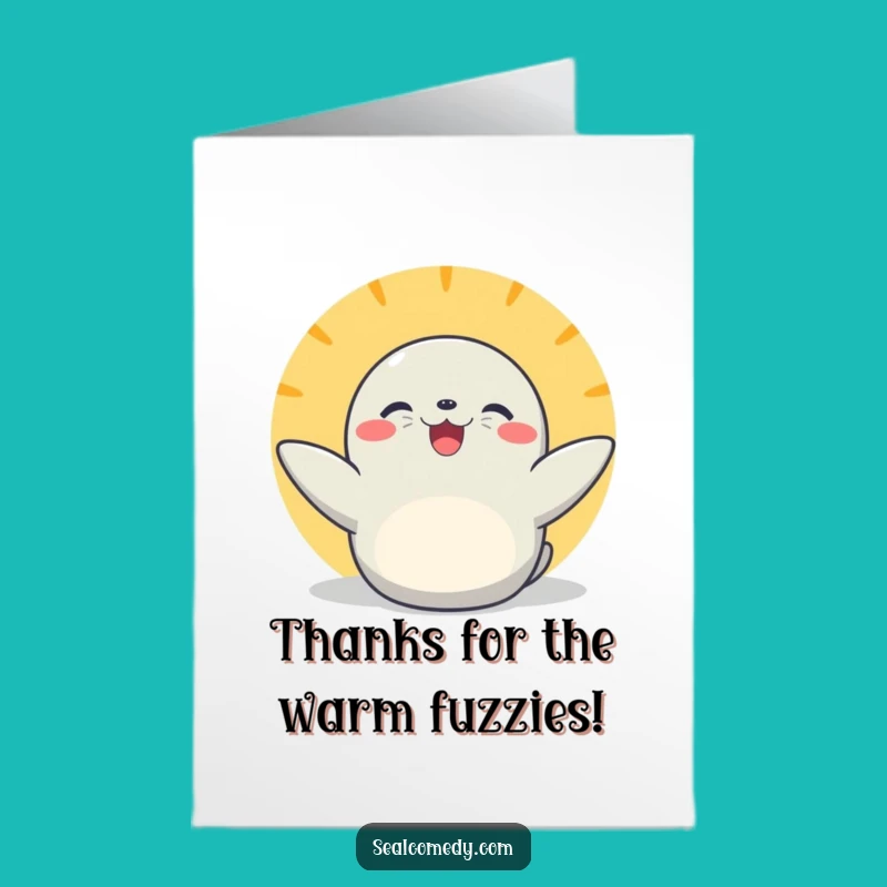 Free Printable Thank You Card: Joyful Sunbathing Seal Funny Downloadable Gift