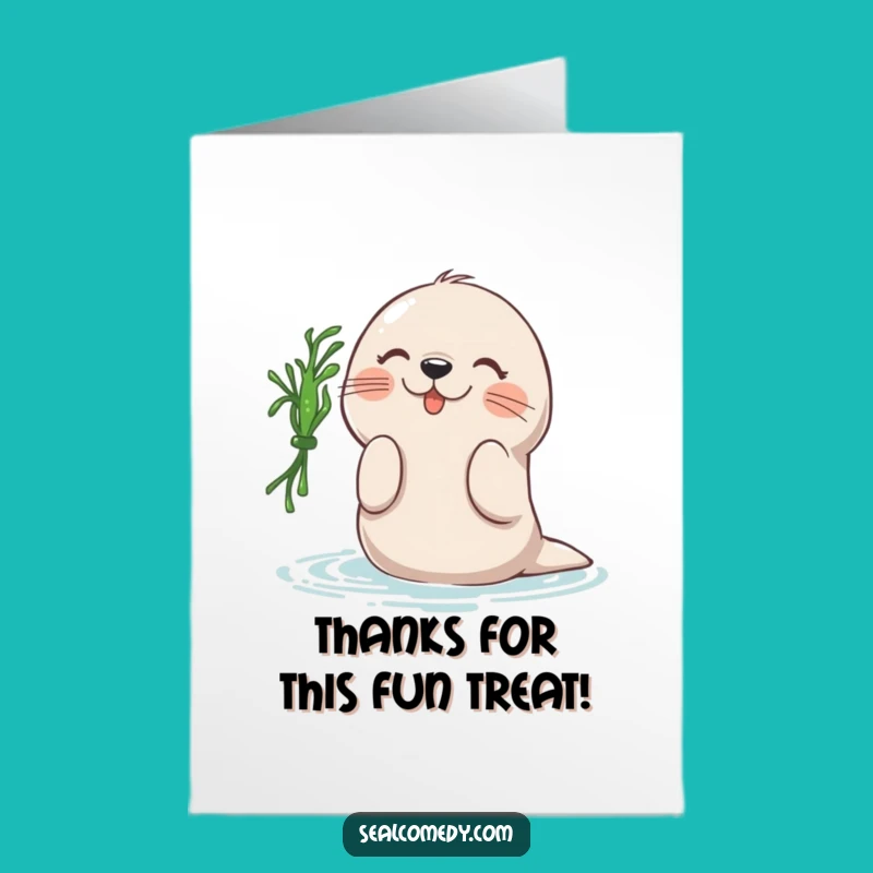 Free Printable Thank You Card: Seal Seaweed Play - Funny Downloadable Gift