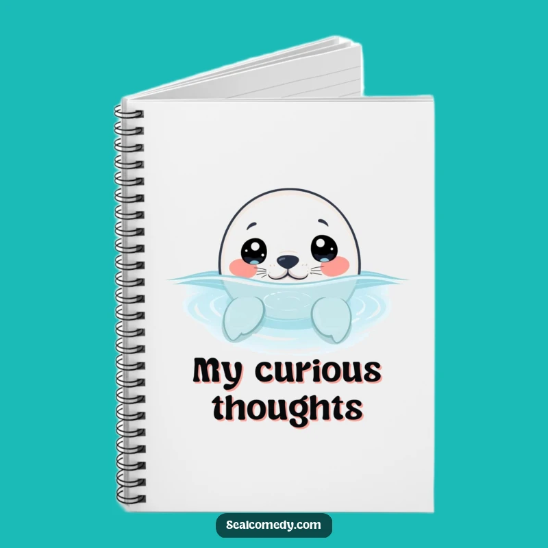 Funny Curious Seal Pup Notebook - Wide-Eyed Peek Journal Gift