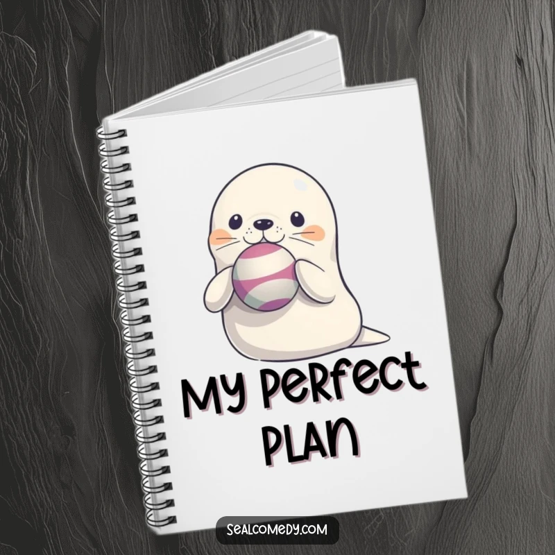 Funny Seal Notebook: A lined notebook cover showcasing a cute seal with a ball balanced precisely on its nose.