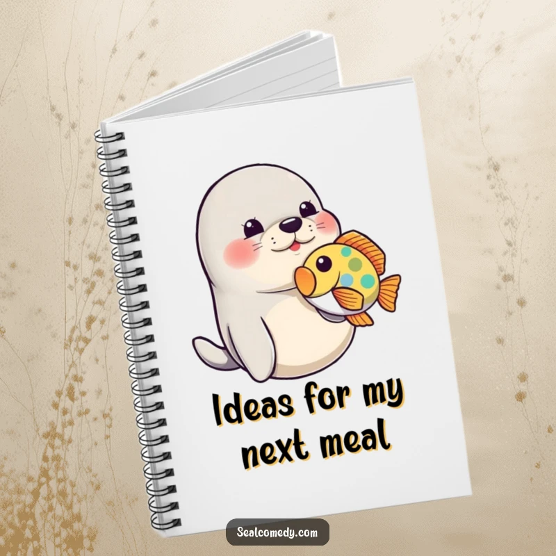 Funny Seal Notebook: A playful seal nudges a colorful fish, ready for your notes on fun and friendship.