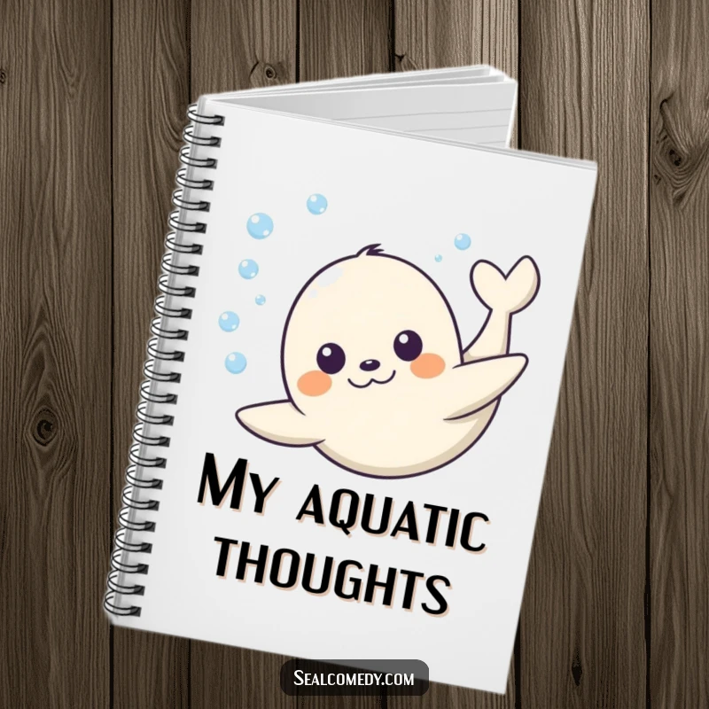 Funny Seal Notebook: A happy seal dives underwater, providing a humorous and cheerful cover for your notes and ideas. Great funny gift idea.