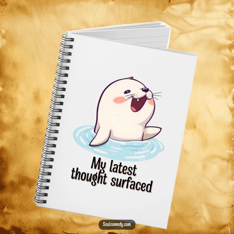 Funny seal notebook with an eager seal barking as it surfaces, ready to capture happy thoughts.