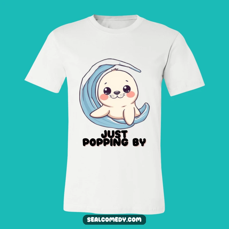 Funny Curious Seal Peek T-Shirt - Playful Marine Explorer Apparel