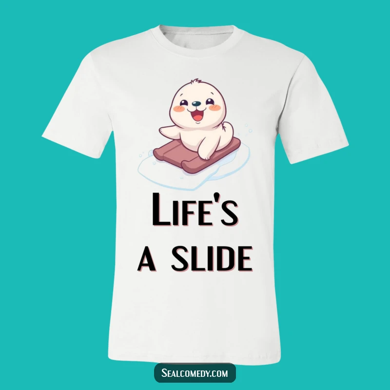 Funny Seal Pup Icy Slide T-Shirt: Hilarious Animal Graphic Tee Gift