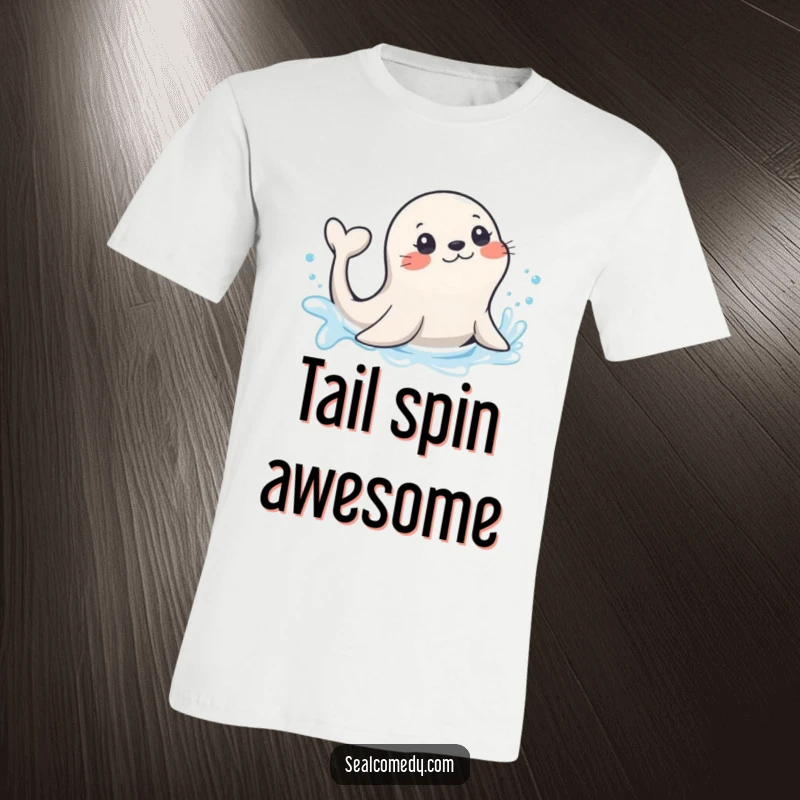 Funny seal with a playfully flicking tail, creating a splash in sparkling water, embodying water fun.