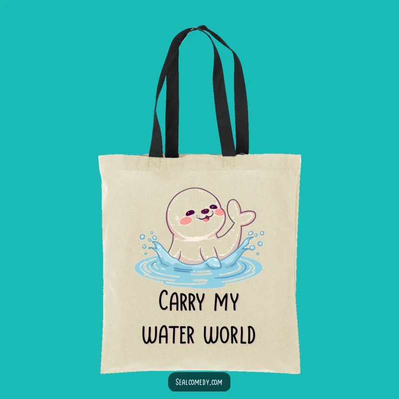 Funny Seal Tote Bag - Playful Water Splash Eco Bag for Gifts