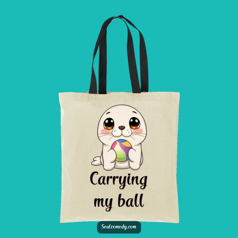 Funny Seal Balancing Ball Tote Bag: Cute Shopping Bag for Gifts