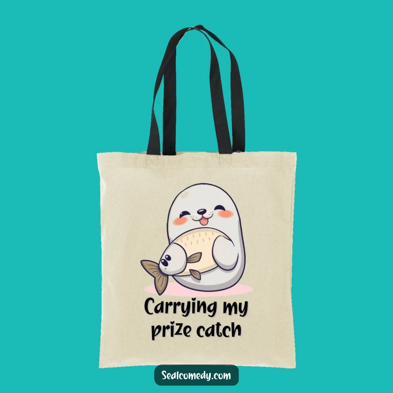 Funny Proud Seal Fishing Tote Bag: Carry Your Success with This Hilarious Catch Tote