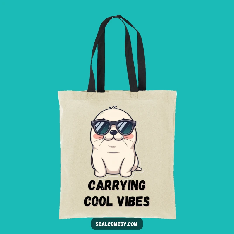 Funny Cool Seal Tote Bag - Tiny Sunglasses Relaxed Gift